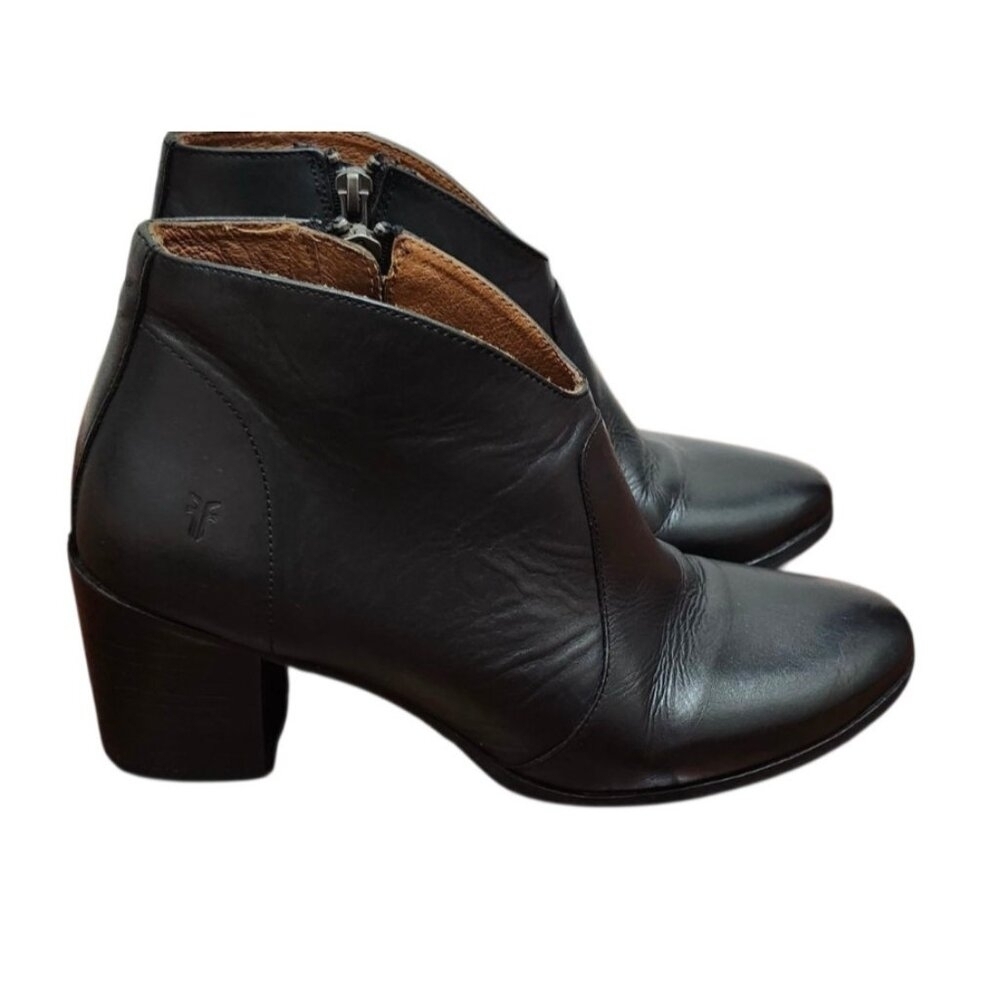 Frye - Nora Zip Short Ankle Leather Boots Black Women's Size US 8.5M - Picture 3 of 15